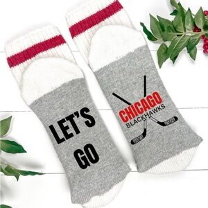 Chicago Blackhawks Gray and White Socks